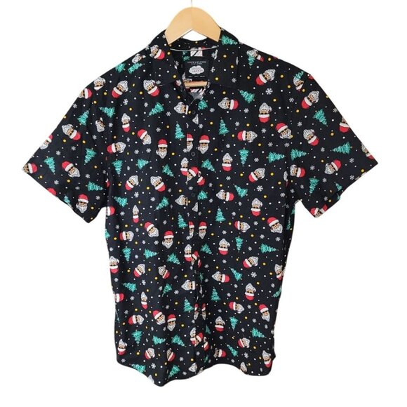 Denim & Flower Other - Denim & Flower Mens Christmas Santa Shirt 100% Cotton Button-Down Short Sleeve H